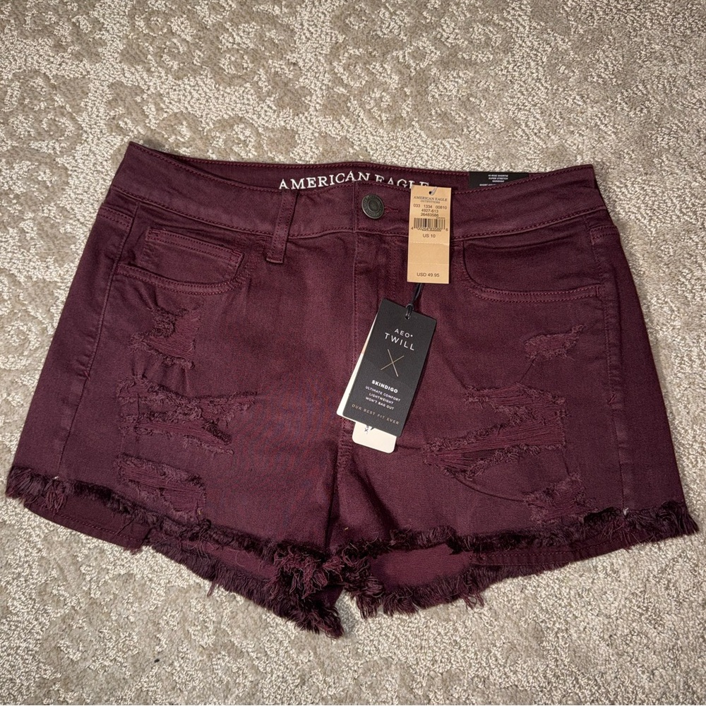 American Eagle Outfitters Women's Dark Red Jean Shorts